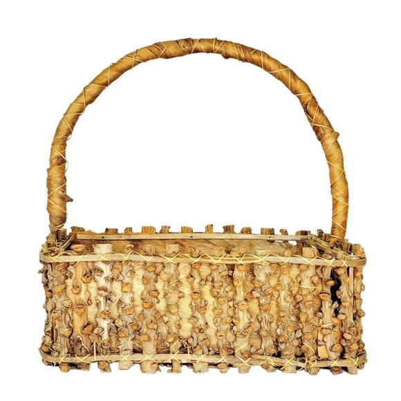 VTG Native Primitive Woven Wood Bark Twig Branch Husk Harvesting Fruit Basket - Picture 4 of 8